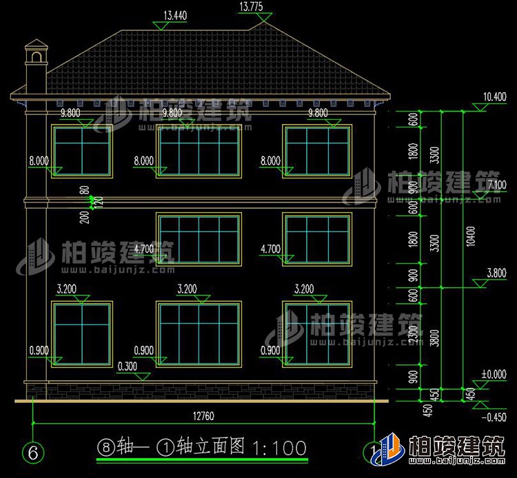 背立面图